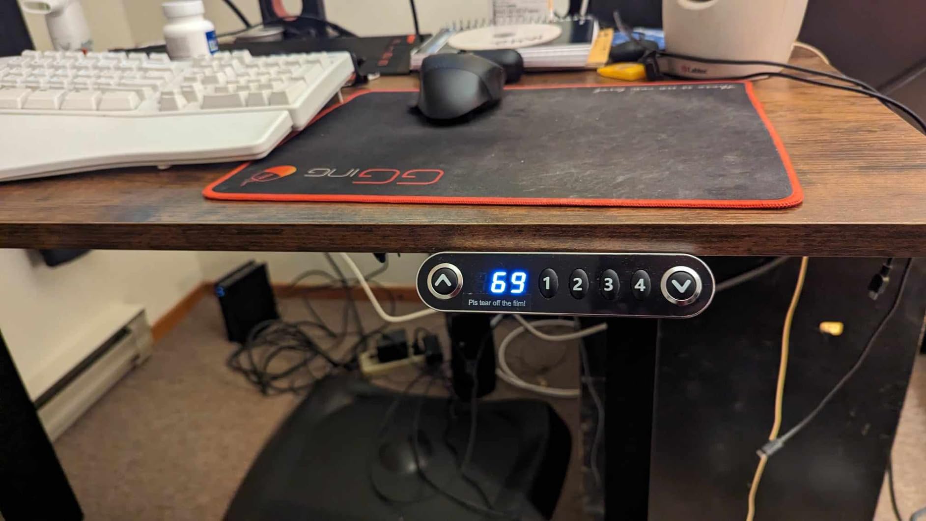 farexon 71x28 Inch Electric Standing Desk with Mouse Pad, Brown customer photo 2