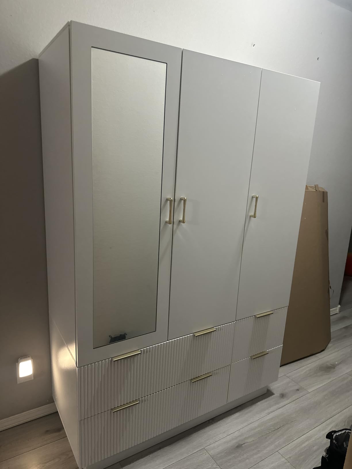 PAKASEPT Armoire Wardrobe Closet with 3 Door, Mirror, LED Lights customer photo 1
