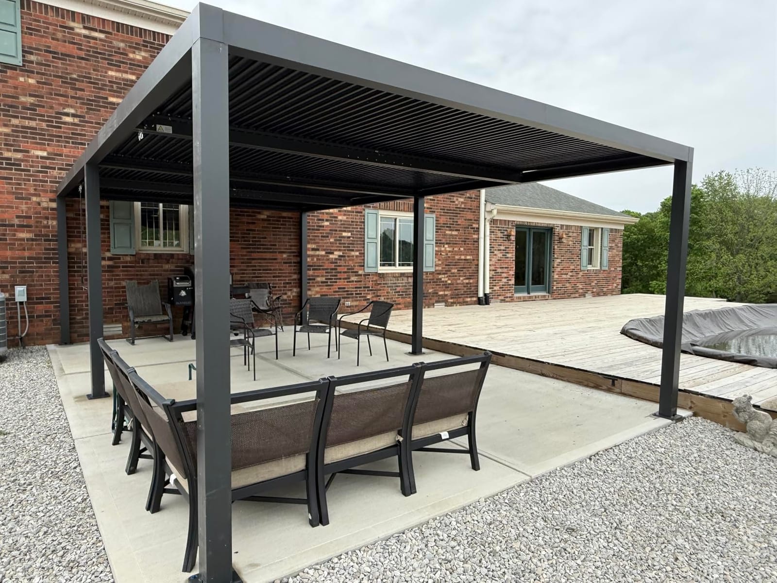 PURPLE LEAF Louvered Pergola 10' x 16' 94AS with Adjustable Louvers Gray customer photo 1