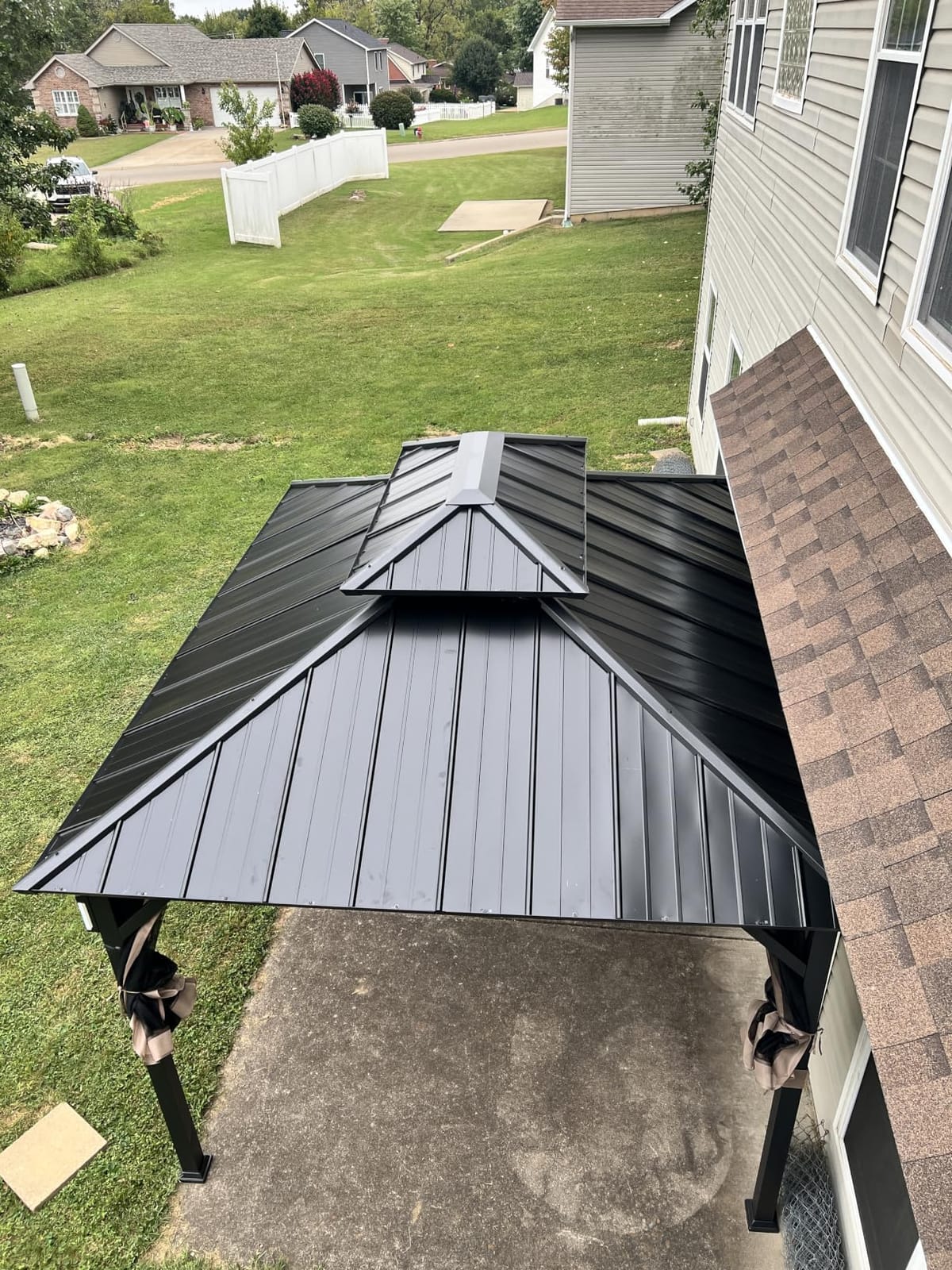 Modern Shade Hardtop Gazebo 12x12 with 4 LED Lights for Backyard, Black customer photo 1