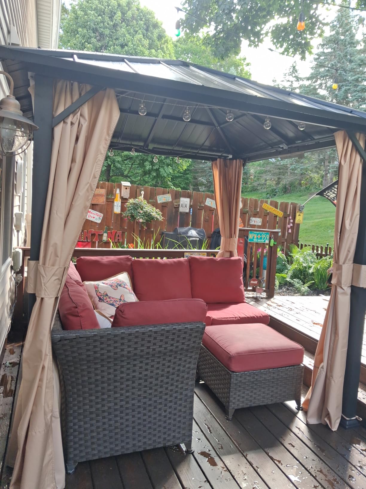 Modern Shade Hardtop Gazebo 12x16 with 4 LED Lights for Backyard, Black customer photo 2