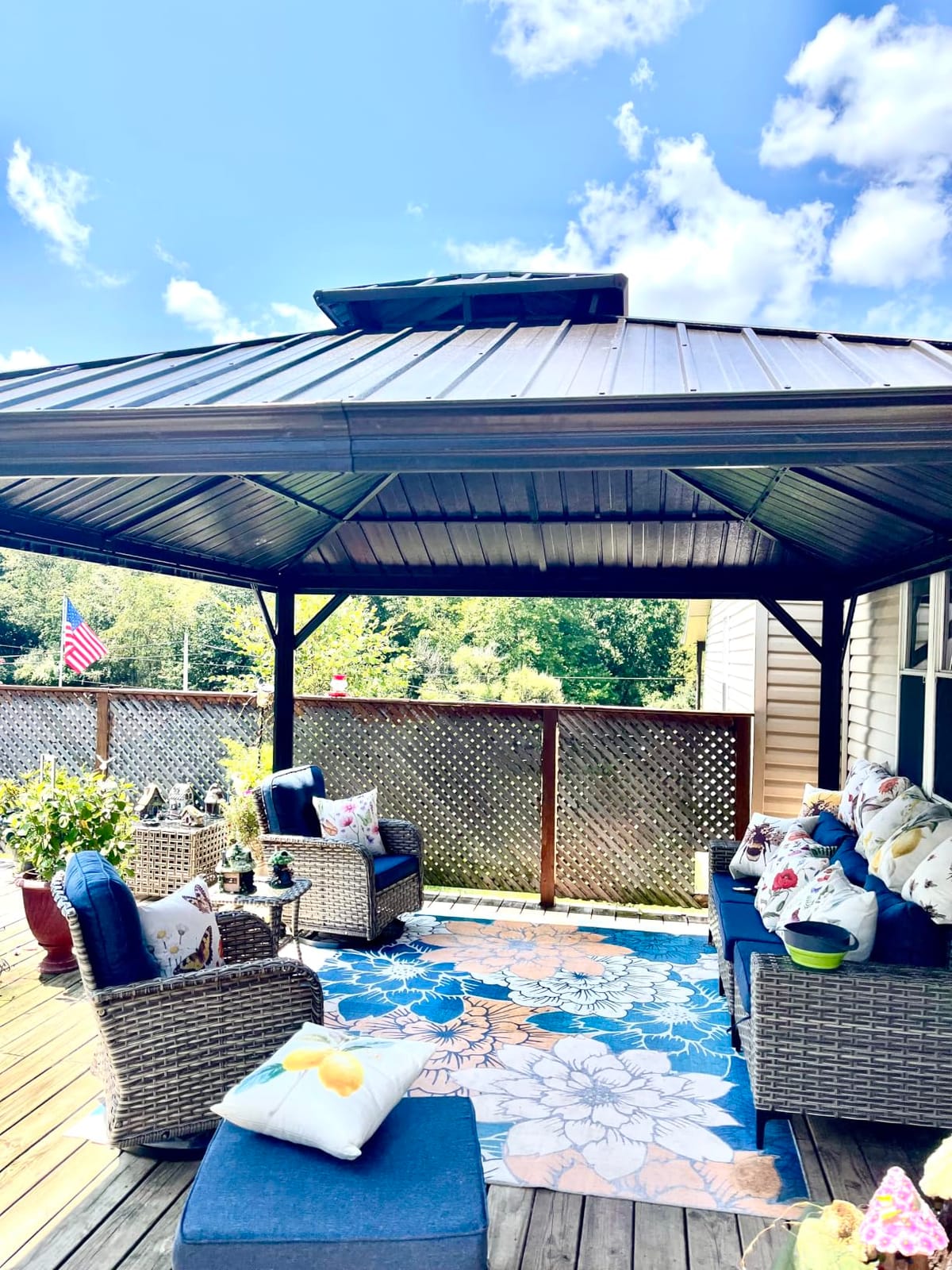 Domi 12x12 Hardtop Gazebo for Patio, Metal Gazebo with Gutters, Brown customer photo 1