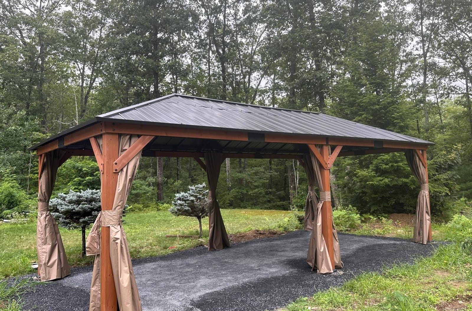 Modern Shade Permanent Wood Gazebo 12x16 with Double Galvanized Steel Roof customer photo 1