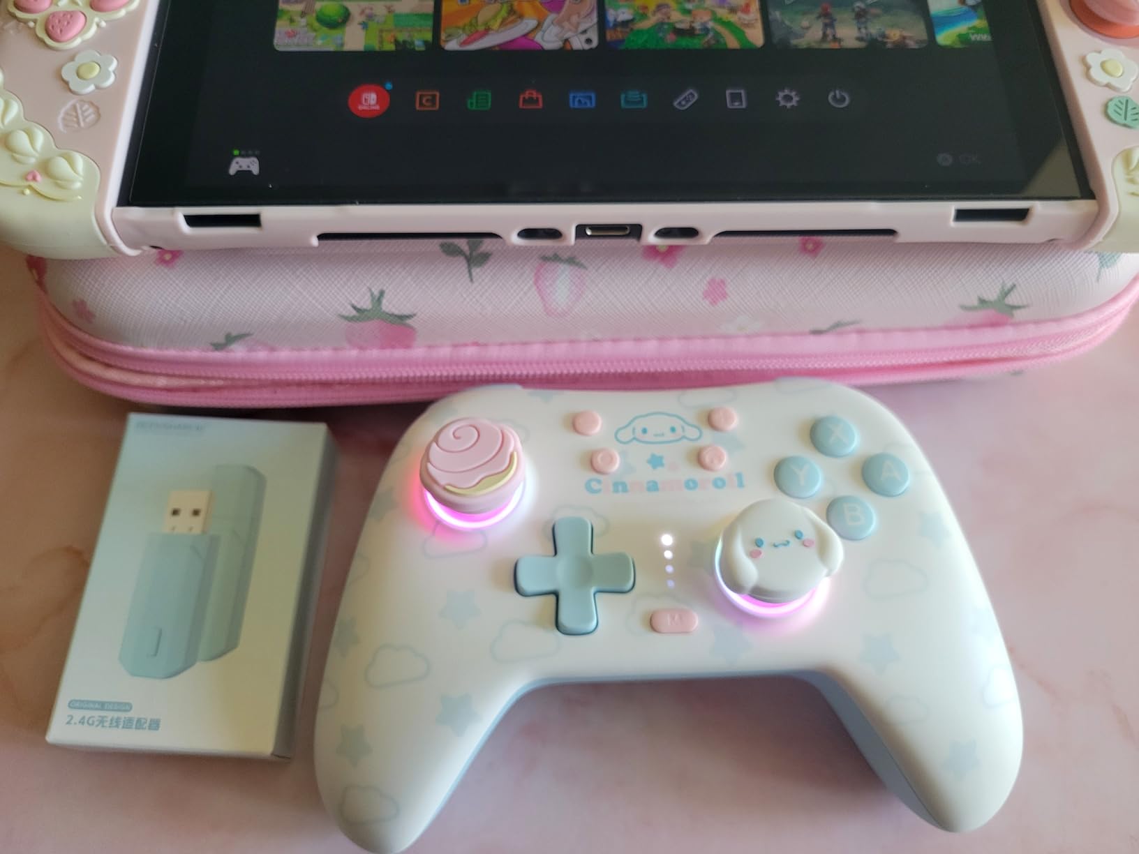 Kuitmor Hello Kitty Switch Pro Controller, Cute Hall Effect Wireless Gamepad No Drift for Switch 2/Switch/OLED/Lite, PC/Steam, Android, iOS, Bluetooth + Wired, Turbo, Back Buttons,6-Aixs Gyro, Wake-up, RGB (Pink, Without 2.4g Receiver) customer photo 2