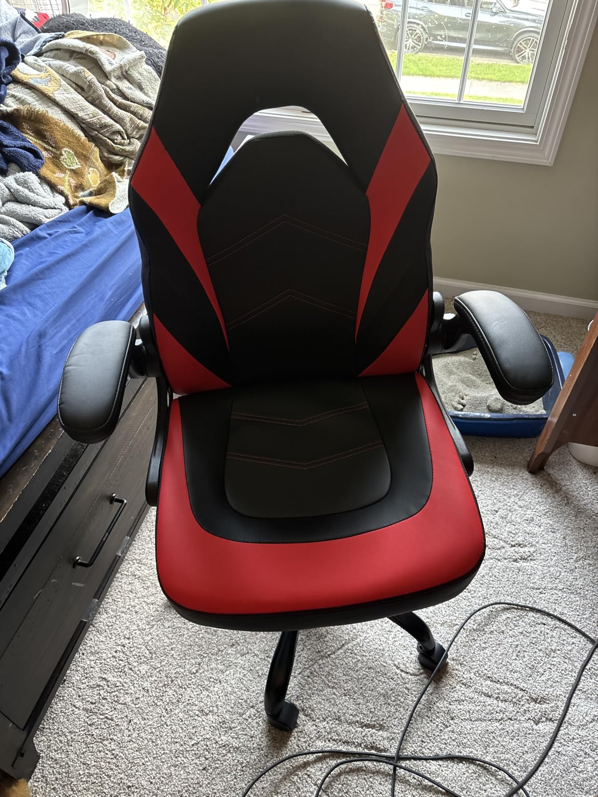 Sweetcrispy Computer Desk Chair, Lumbar Support Video Game Chair PU Leather customer photo 1