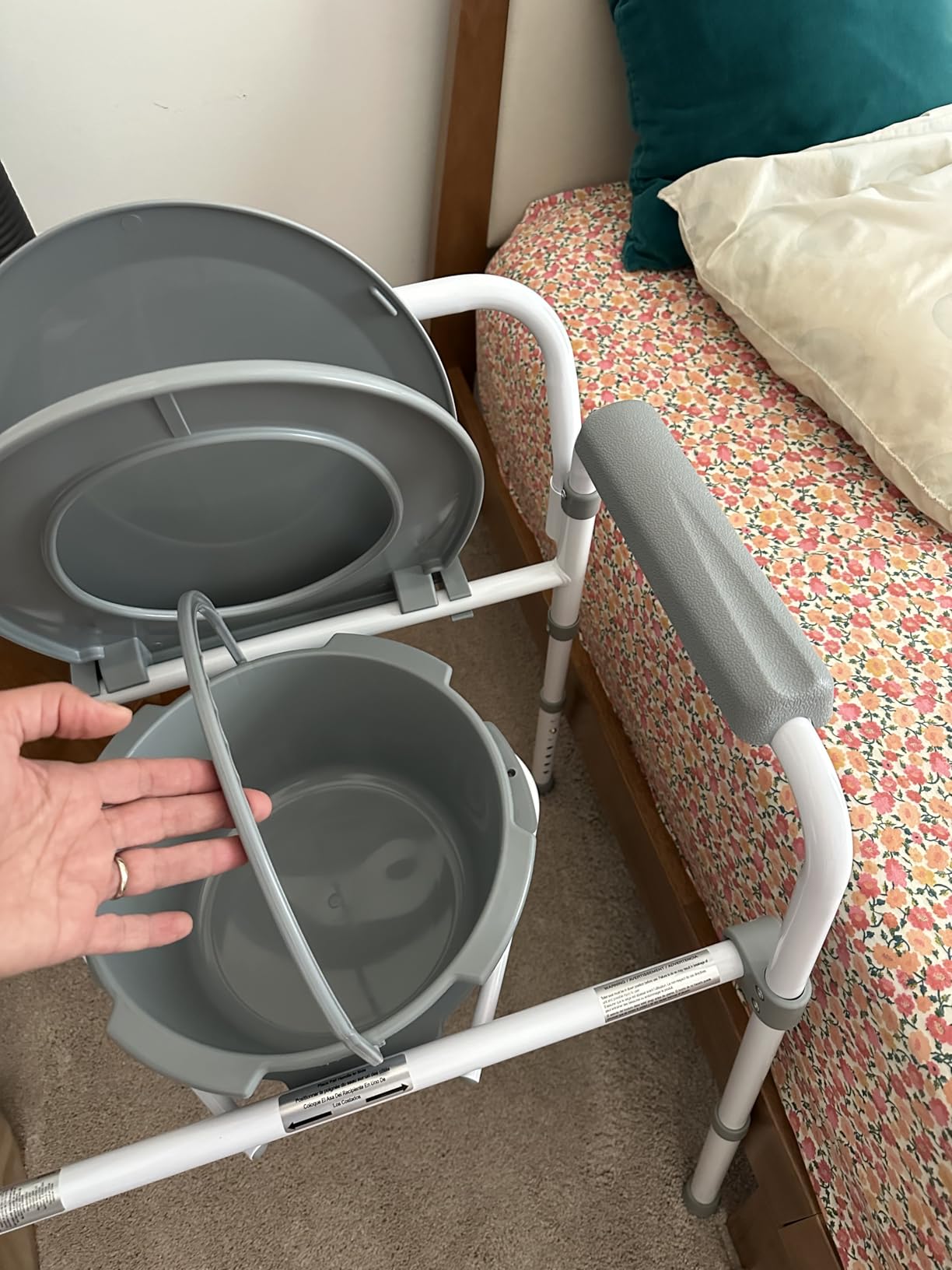 Dr. Dunley 3-in-1 Bedside Commode Chair with Elongated Seat – Steel Folding Frame, 7.5 QT Bucket, 350 lb Weight Capacity, Clip-On Toilet Seat, Bathroom Safety Aid for Seniors, Tool-Free Assembly customer photo 2