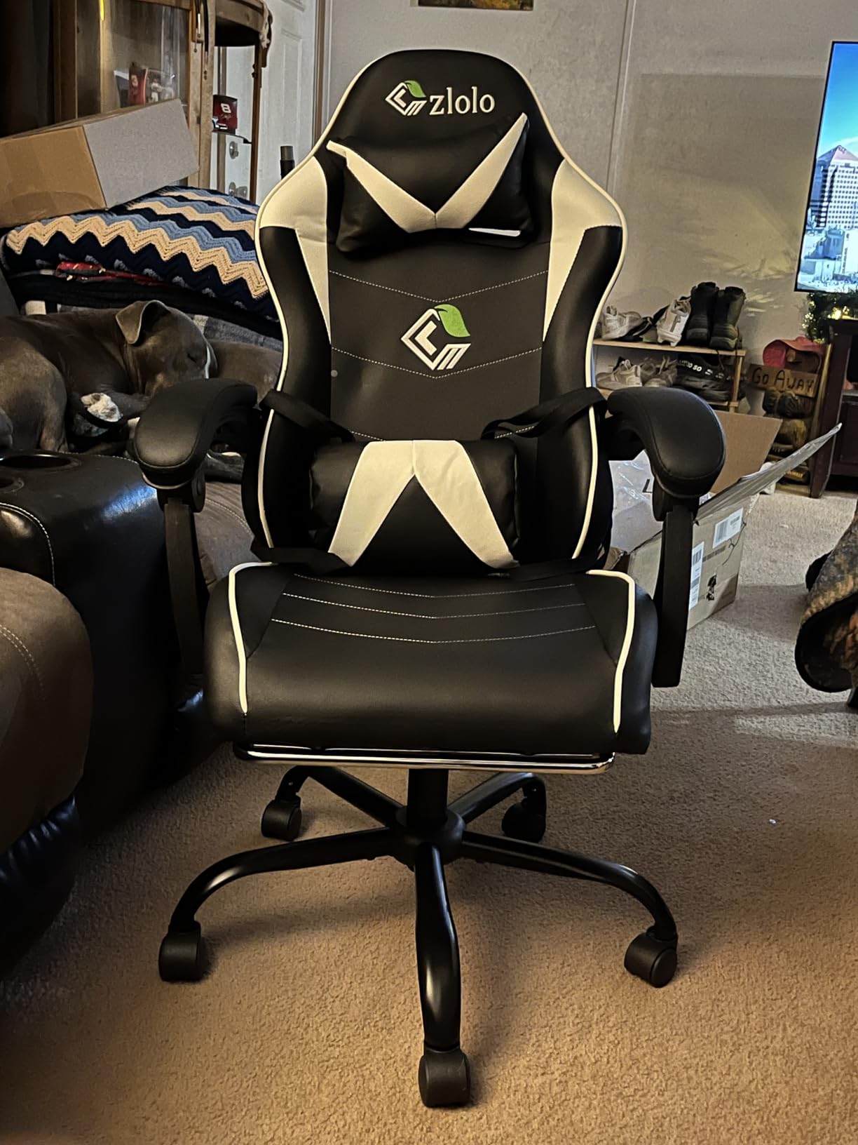 Czlolo Gaming Chair, Ergonomic Office Computer Chair with Footrest and Lumbar Support Massager High Back Video Gamer Chair, Wide＆Thick Cushion, 90°-135° Recline, Adjustable Height, Carbon Black customer photo 2