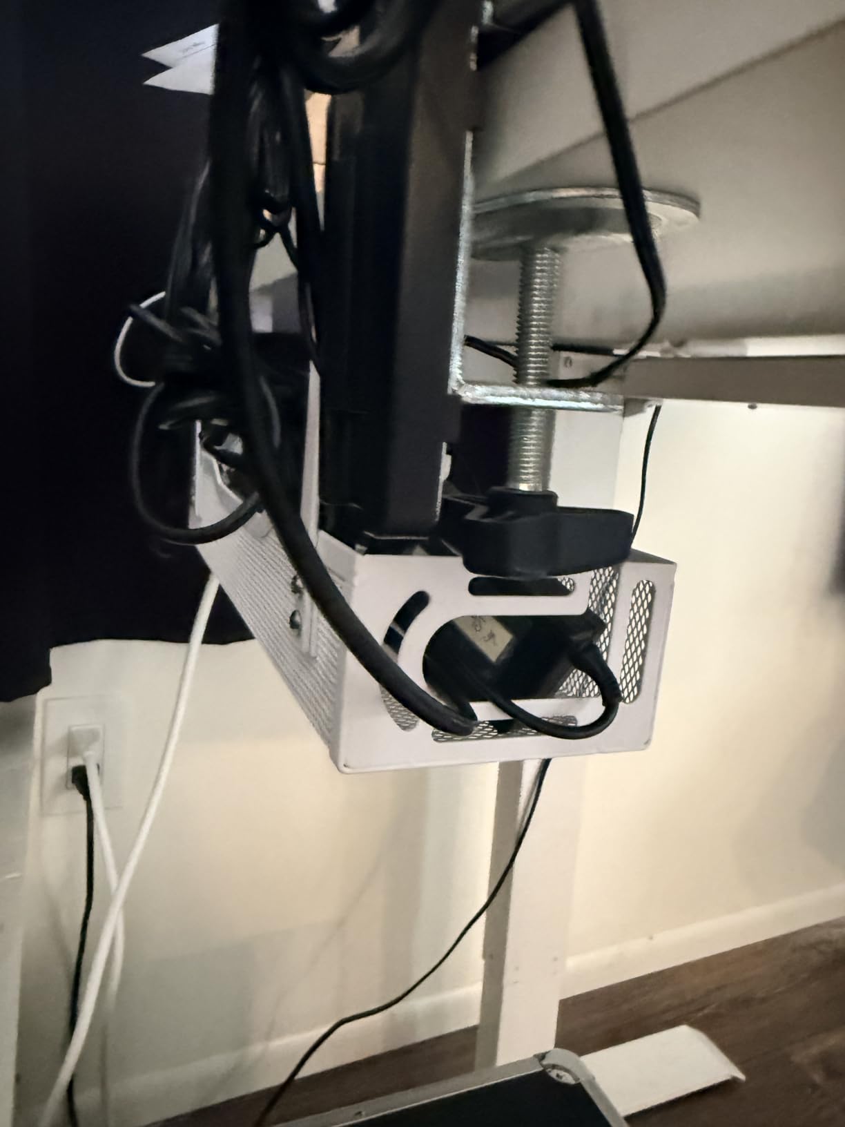 Under Desk Cable Management Tray, No Drill Mesh Cable Tray Cord Organizer customer photo 2