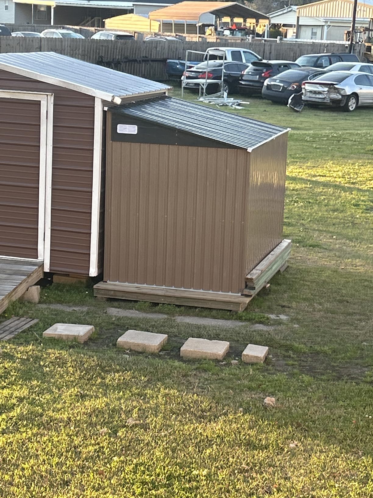 8'x12' Outdoor Lean to Storage Shed with Triple Doors Utility Galvanized Steel Sheds for Vertical Storage, Dual Lock Metal Shed with Sloped Roof for Mower,Bike,Garden Tools (Black) customer photo 1