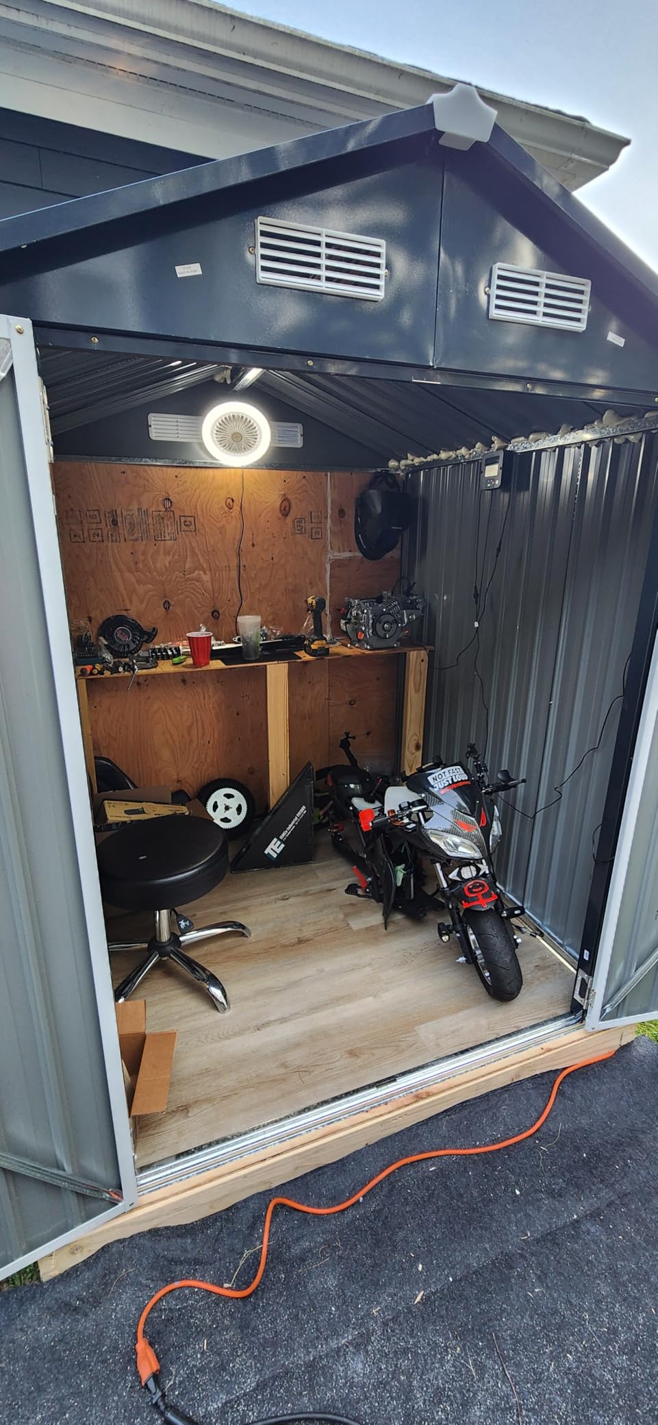 IRONCK 5.7x5.7FT Outdoor Storage Shed, Tool Shed, Dark Blue customer photo 1