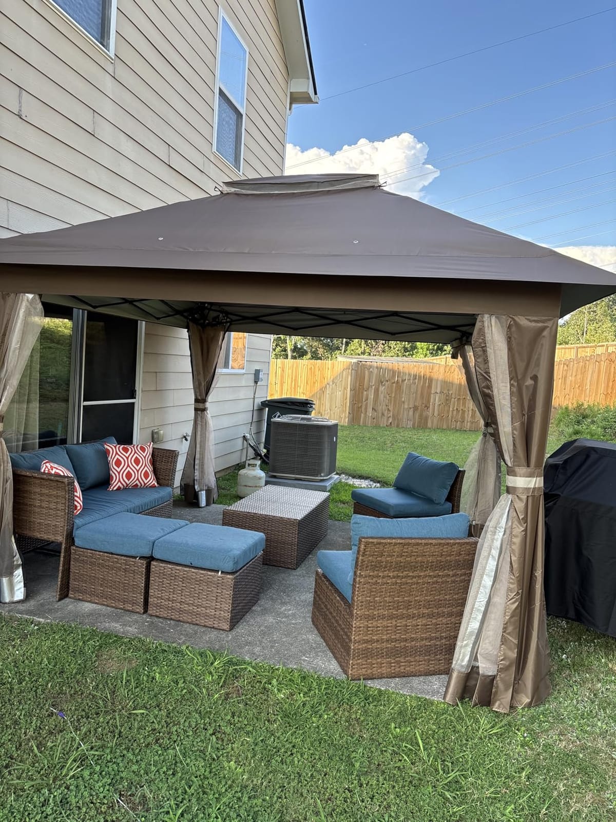 MASTERCANOPY 11x11 ft Pop Up Gazebo with Netting Screen Walls, Khaki customer photo 1