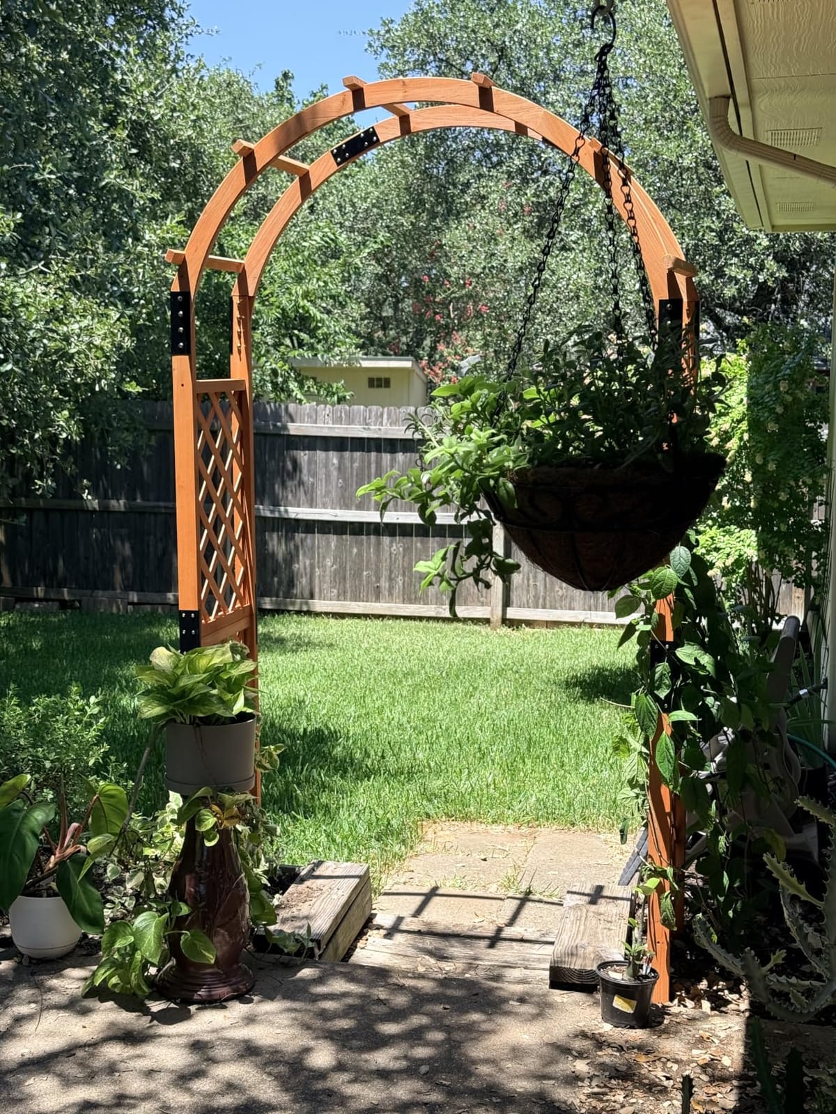 Giantex 7FT Wood Garden Arbor Trellis, Wooden Wedding Arch for Ceremony customer photo 2