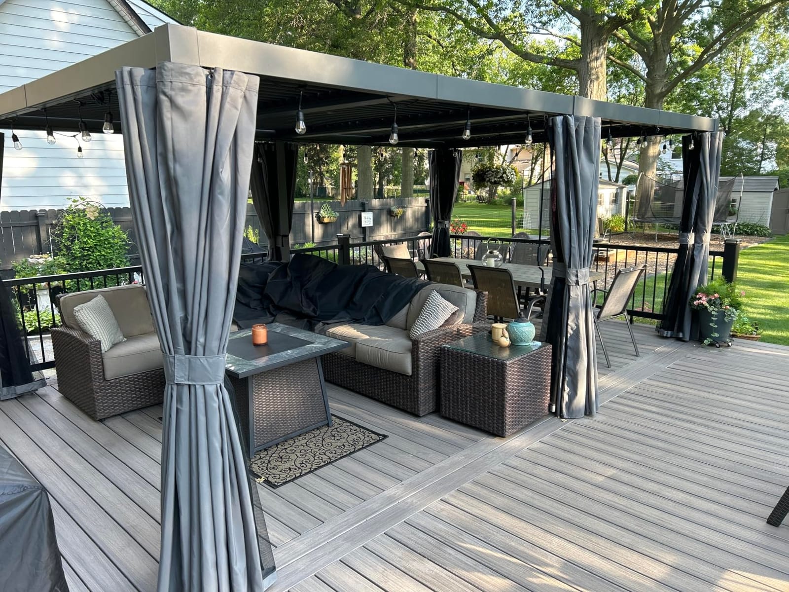 Aoxun Louvered Pergola 12x16 All-Aluminum, Waterproof Curtains and Netting customer photo 2
