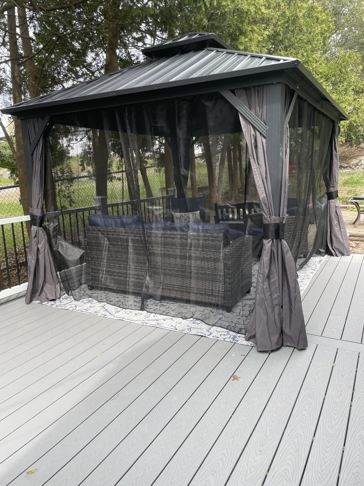 PURPLE LEAF Outdoor Patio Hardtop Gazebo 10' x 20' with Double Roof, Grey customer photo 1
