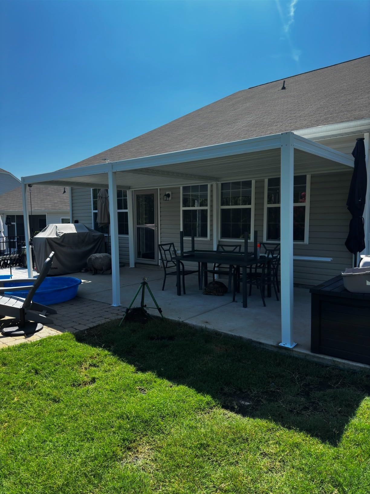Domi Louvered Pergola 10x16, Outdoor Metal Pergola, Espresso Brown customer photo 2