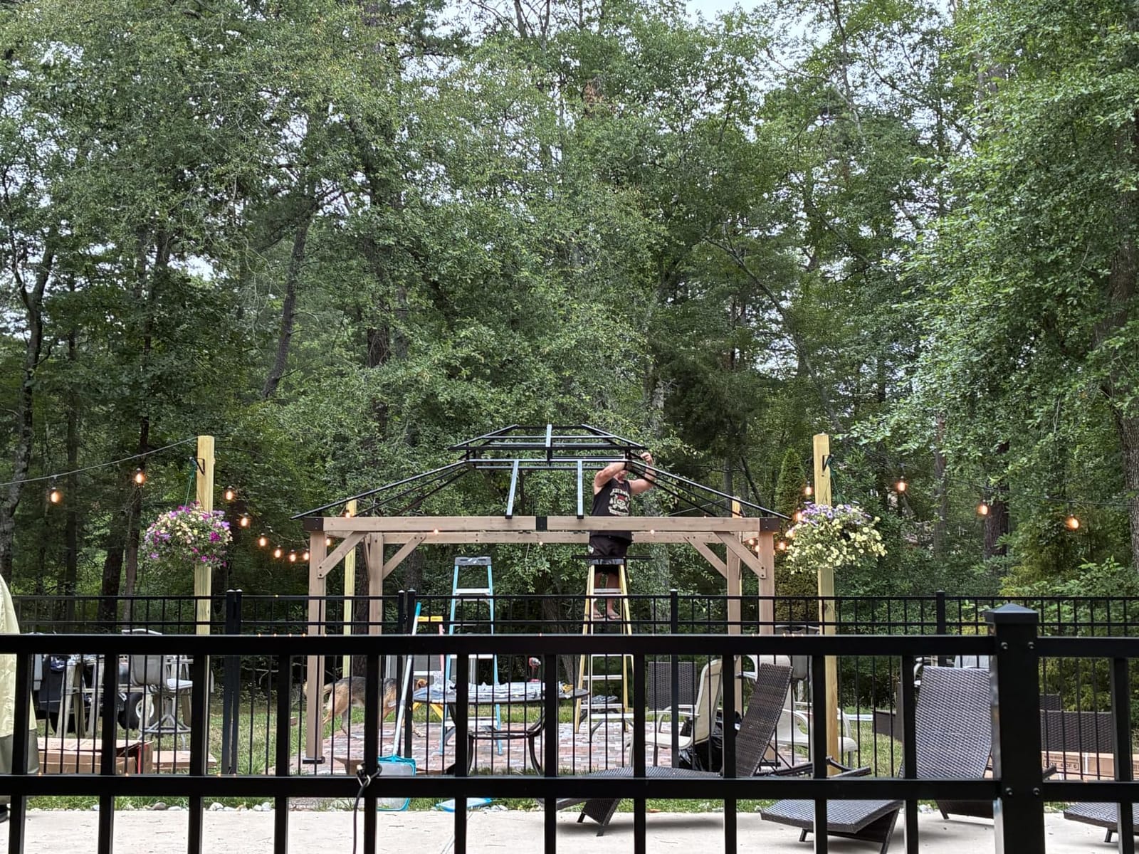 Aoxun 10' x 12' Patio Wood Gazebo Cedar Wood, Natural customer photo 1