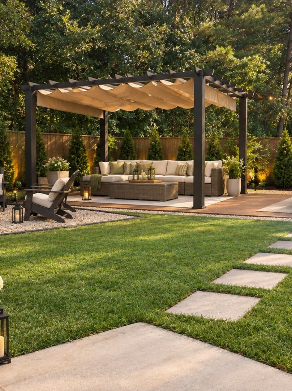 Aoxun 10 x 12 Cedar Wood Pergola Outdoor Solid Wooden Pergola Kit customer photo 2